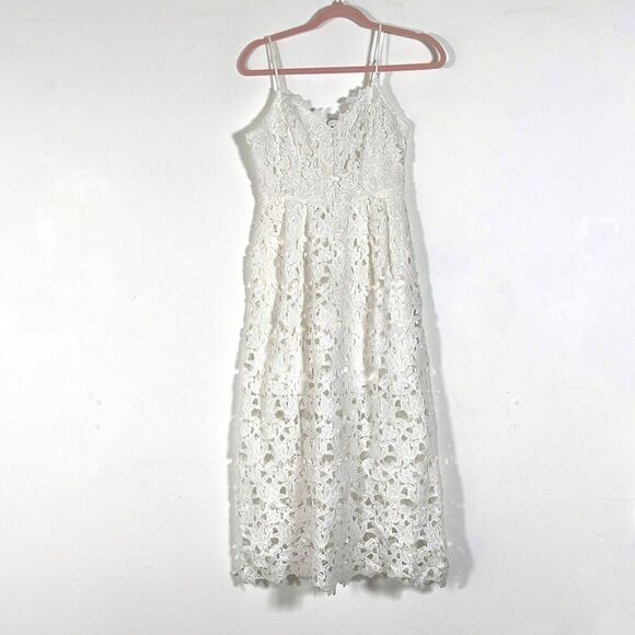 Endless Rose Crotchet Floral Lace Spaghetti Strap Midi Dress Womens Sz S White - Picture 2 of 11